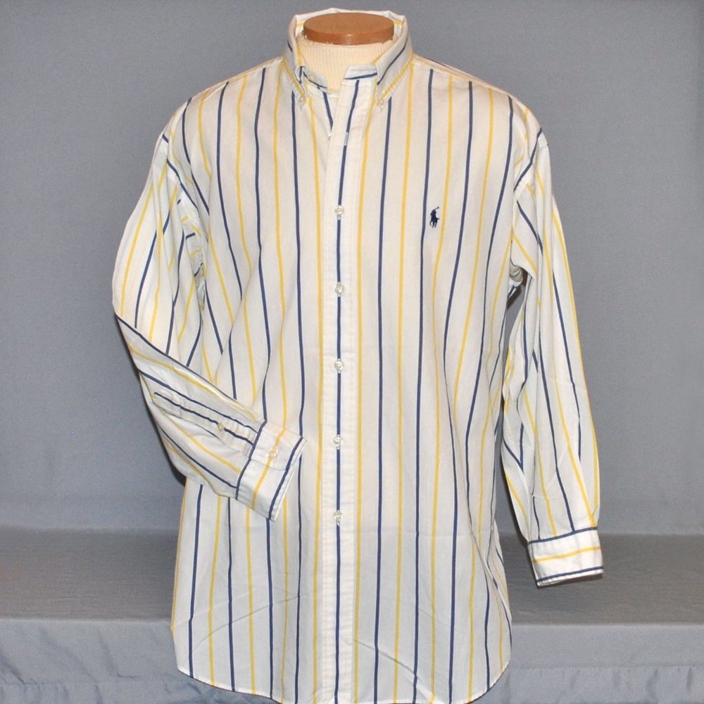 Ralph Lauren Mens Shirt Size Large Striped Long Sleeve Button Down